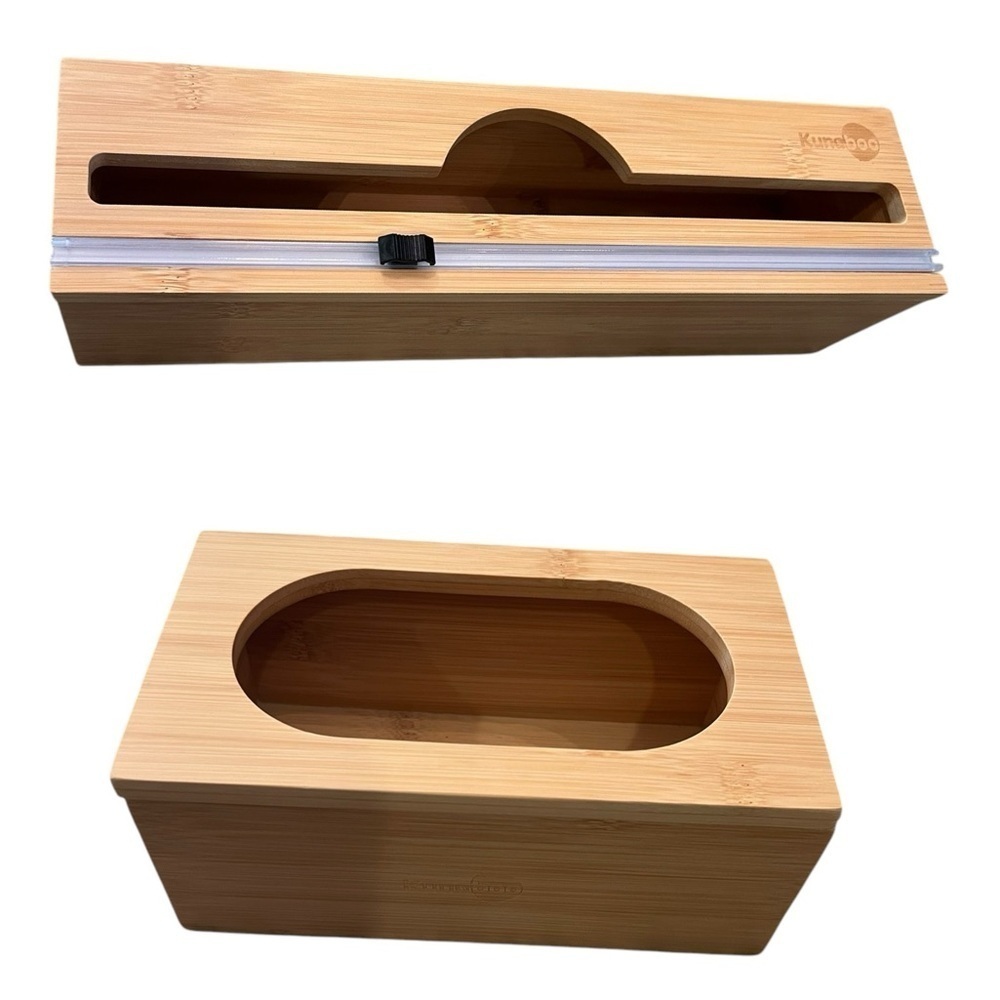 KUNABOO Set Of 2 - Sandwich Bag & Foil Wood Bamboo Ziplock Drawer Organizer